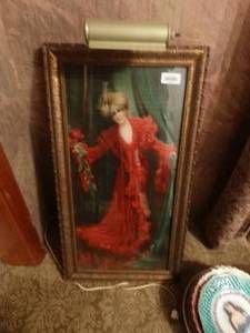 lot 33308 image: Framed wall art with light- signed by artist