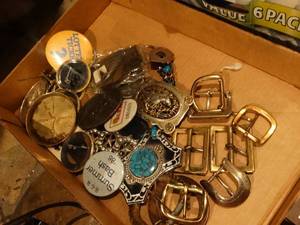 lot 33473 image: Various belt buckles & pins