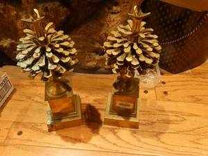 lot 33477 image: High end brass pine cone decor