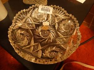 lot 33293 image: Cut glass candy dish signed Bengen