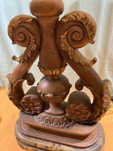lot 7281 image: Vintage lamp heavy 31 inches high shade rough shape