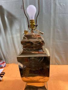 lot 7282 image: Metal lamp 30 inches high light weight no shade worked