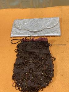 lot 7387 image: Vintage clutch purses White 10 inches handmade in British Hong Kong