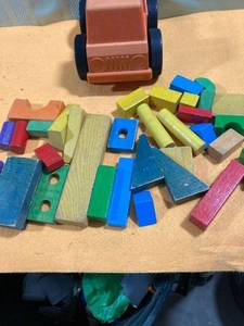 lot 7425 image: Plastic truck will pick up the blocks when you drive it past him. And miscellaneous blacks