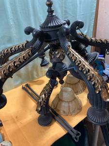 lot 7430 image: Vintagep chandelier 31 inches of crossed 9 globes