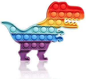 lot 3414 image: Pop Dinosaur Decompression Toy it Pop Rainbow Up it Toy Dinosaur Push on Bubble Sensory Fidget Toys for Stress Relief Learning Materials, Squeeze Toy for Kids Teens Office Older