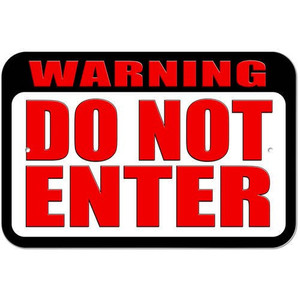 lot 3424 image: 2 pack Warning do not enter metal signs Varies slightly from stock photo