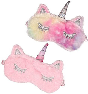 lot 3427 image: KBD Unicorn Sleeping Mask, 2 Pack Girls Soft Plush Blindfold Mask Cute Unicorn Kids Sleep Mask