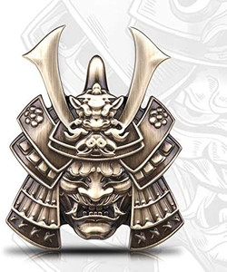 lot 3428 image: Skull Samurai Warrior Metal Car Sticker Japanese Samurai Mask Helmet Decal Devil Death Emblem for Car Motorcycle (Type B