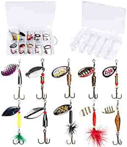 lot 3434 image: Dad stocking stuffers Fishing Lures for Bass 16pcs Spinner Lures with case,Bass Lures Trout Lures Hard Metal Spinner Baits Kit