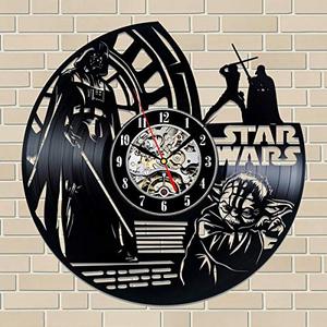 lot 4575 image: Wood Crafty Shop Star Wars Print Vinyl Record Wall Clock Gift for Him and Her Unique Wall Decor The Best Gift Idea for Any Event Birthday Gift, Wedding Gift
