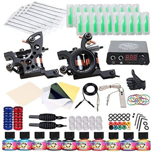 lot 4607 image: Dragonhawk Complete Tattoo Kit 2 Machine Gun 10 Color Inks Power Supply