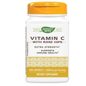 lot 4614 image: Natures Way Vitamin C 1000-Rose Hips Capsules, 250 Ct