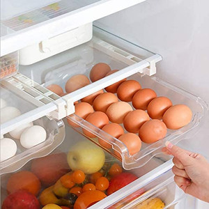 lot 6542 image: Auto Scrolling Refrigerator Egg Drawer,Snap-on Egg Holder for Refrigerator Organizes and Protects,Adjustable and Space Saver Fridge Egg Storage Container