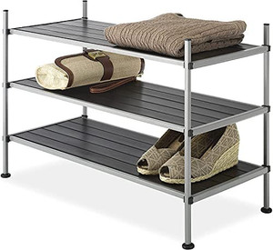 lot 6544 image: Whitmor 3 Tier Closet Storage Shelves - Shoe Rack and Home Organizer