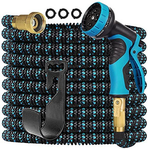 lot 6547 image: Gardguard 50ft Expandable Garden Hose Water Hose with 10 Function Nozzle and Durable 3-Layers Latex, Water Hose with Solid Fittings