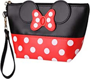 lot 6550 image: Cosmetic Bag Mouse Ears Bag with Zipper,Cartoon Leather Travel Makeup Handbag with Ears and Bow-knot, Cute Portable Cosmetic Bag Toiletry Pouch for Women Teen Girls Kids