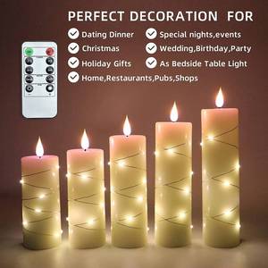 lot 6579 image: 5pk Flameless LED Candles, Battery Powered with Remote