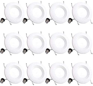 lot 6584 image: BBounder LED Recessed Lighting, 12 Packs, Dimmable, Wet Rated, LED Downlight with Baffle Edge, Tin Lights, Simple Retrofit Installation - UL
