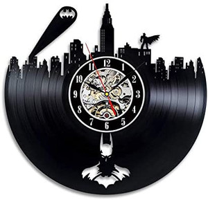 lot 6589 image: Wood Crafty Shop Gotham City Batman Vinyl Wall Clock, Unique Gift for Him and Her, Best Gift Idea for Any Event, Birthday Gift, Wedding Gift