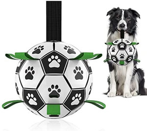 lot 8040 image: Dog Soccer Ball with Grip Tabs, Interactive Pull War Dog Toys, Puppy Birthday Gifts, Dog Towing Toy, Durable Dog Balls