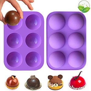 lot 8065 image: Hot Cocoa Pump Silicone Mold, Round Chocolate Semisphere Mold, Chocolate Ball Mold, 6 Hole Chocolate Silicone Mold, Half Dome Mold, Hemisphere Chocolate Mold, 2pc  Bright Blue and Brown