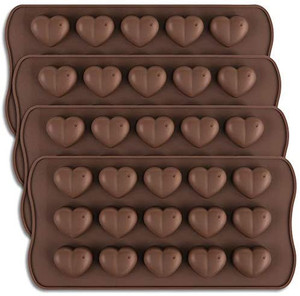 lot 8066 image: 15-Cavity Dimpled Heart Shape Chocolate Mold, Silicone Dimpled Valentine Heart Chocolate Gummy and Candy Mold