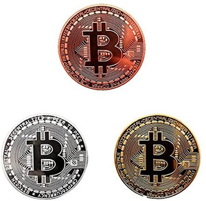 lot 8098 image: 3Pcs Bitcoin - Gold Silver Bronze Physical Bit Coin Blockchain Commemorative Cryptocurrency Tokens with Protective Sleeves  Chase Coin  BTC Collector  Business Gift
