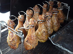 lot 3443 image: Chicken Leg Wing Grill Rack 12 Slots - Stainless Steel Metal Roaster Stand - for Smoker Grill or Oven - Dishwasher Safe