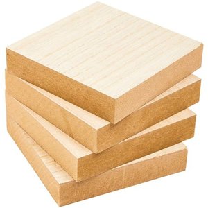 lot 3446 image: 4-Pack 5x5x1 inches Square Natural Unfinished Wood Block Smooth Surface for Crafts and DIY
