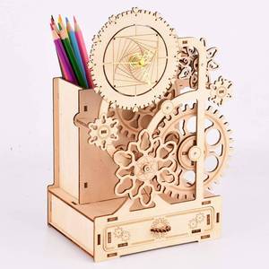 lot 3448 image: 3D wooden lucky turntable music box clock mechanical gear toy set brain teaser game engineering toys household wooden crafts kit supplies-happy birthday for husband and wife adult (Wheel of Fortune
