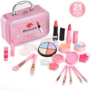 lot 3451 image: Balnore 21 Pcs Kids Makeup Kit for Girl, Washable Makeup Toy Set, Safe & Non-Toxic,Real Cosmetic Beauty Set for Kids Play Game Halloween Christmas Birthday Party