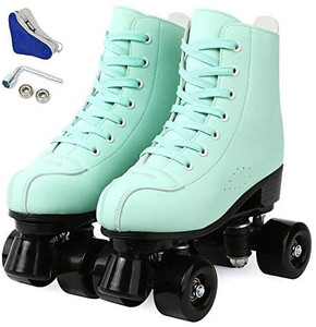 lot 3462 image: XUDREZ Womens Roller Skate Shoes, High-top PU Leather Roller Skates 4 Wheel Roller Skates for Beginner, Adjustable Classic Roller Skates with Shoes Bag