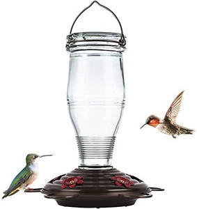 lot 3464 image: BOLITE 18014-P Hummingbird Feeder, Glass Hummingbird Feeder for Outdoors, Tower Shape Bottle, 19 Ounces, Lavender