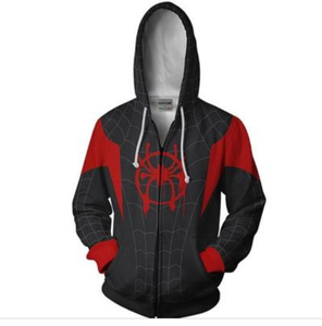 lot 3531 image: Black Spider man hooded sweatshirt size xxl