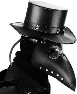 lot 3532 image: RICOO Plague Doctor Bird Mask Leatherlook Long Nose Beak Gothic Cosplay Steampunk Props for Halloween Costume Mask