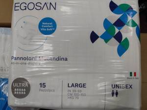 lot 9346 image: Egosan Ultra Incontinence Disposable Adult Diaper Brief Maximum Absorbency