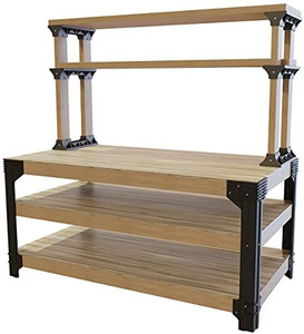 lot 9355 image: 2x4basics 90164MI Custom Work Bench and Shelving Storage System, Black