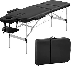 lot 9363 image: Massage Table Portable Massage Bed 3 Folding 73 Inch Height Adjustable Aluminium Salon Bed Carry Case Tattoo Table Facial Bed Hold Up to 450LBS