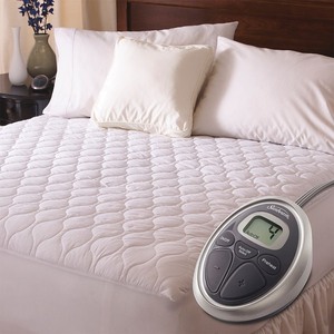 lot 2728 image: Sunbeam - Water Resistant Heated Mattress Pad - Twin  White - Retail $119.99