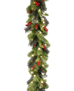 lot 2751 image: National Tree Company 9ft. Crestwood Spruce Silver Bristle Garland - Retail $40.51