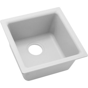 lot 1015 image: Elkay - Quartz Classic  Single Bowl Dual Mount Bar Sink, White - Retail $203.57