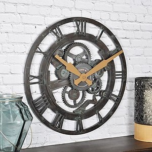 lot 1039 image: FirsTime & Co -  Oxidized Gears Wall Clock, American Crafted - Metallic Teal -  Retail $24.99