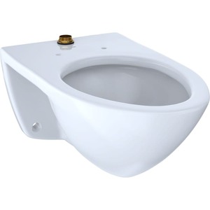 lot 1049 image: TOTO -  Elongated 1.0 Gpf Wall-Mounted Flushometer Toilet Bowl with Top Spud and Cefiontect - Cotton White - Retail $193.20