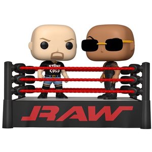 lot 1078 image: Funko POP Moment WWE - The Rock vs Stone Cold in Wrestling Ring
