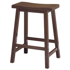 lot 1087 image: Winsome Wood Satori Saddle Seat Counter Stool, 24, Walnut Finish