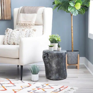 lot 1089 image: Powell Hunter Stump End Table Stool - Silver -Retail $145.99