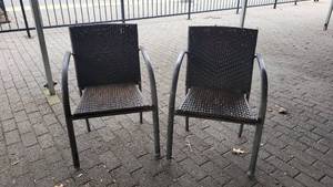 lot 30045 image: (2) Dark Brown Wicker Chairs