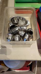 lot 30152 image: Stainless Steel Ramekins, Mini Stainless Steel Creamer Pitchers, and More