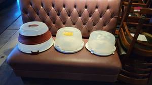 lot 30159 image: (3) Cake Caddys W Lids and More